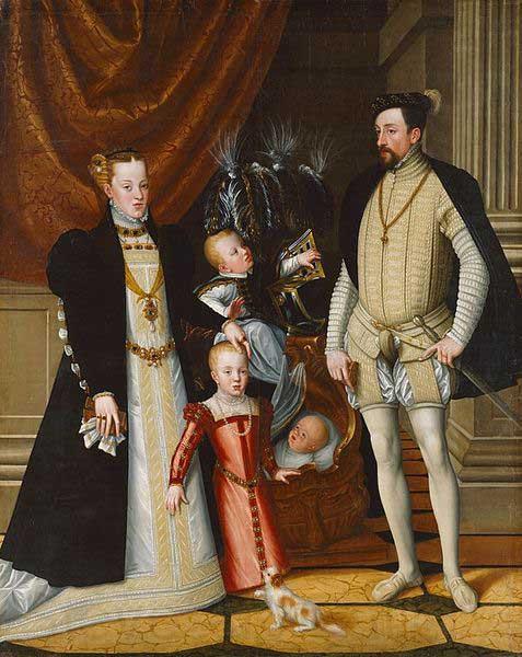 Giuseppe Arcimboldo Holy Roman Emperor Maximilian II. of Austria and his wife Infanta Maria of Spain with their children Germany oil painting art